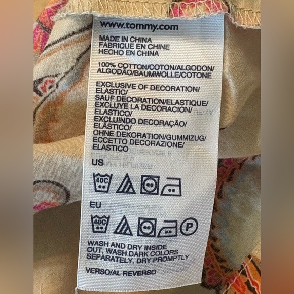 Tommy Hilfiger Pink and Cream Paisley Midi Dress size L with tie waist - Picture 10 of 13